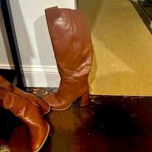 These are 7 1/2 heels man made. Very stylish